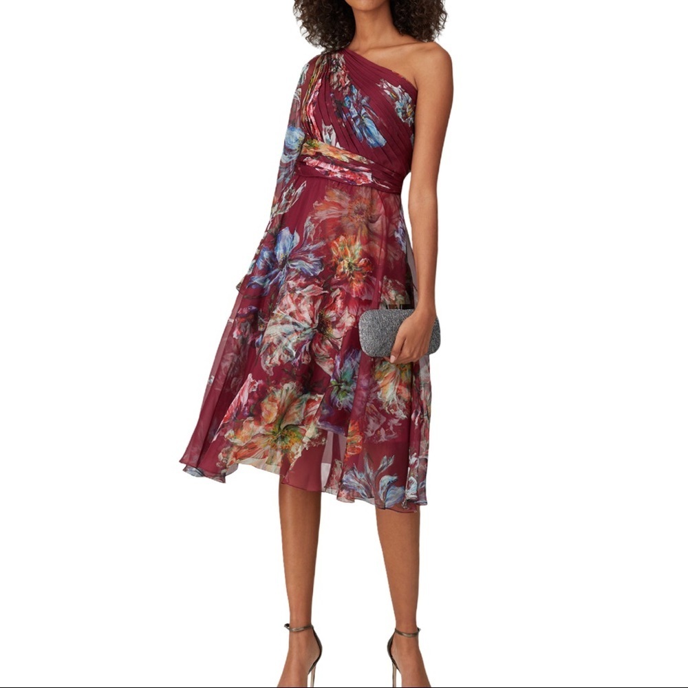 Marchessa floral printed chiffon one shoulder
